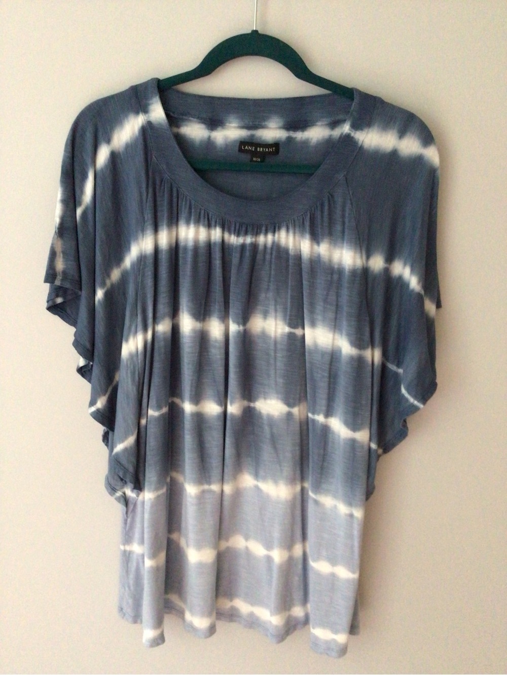 Lane Bryant Blue Tie-Dye Ombré Flutter Sleeve Scoop Neck Top 18/20